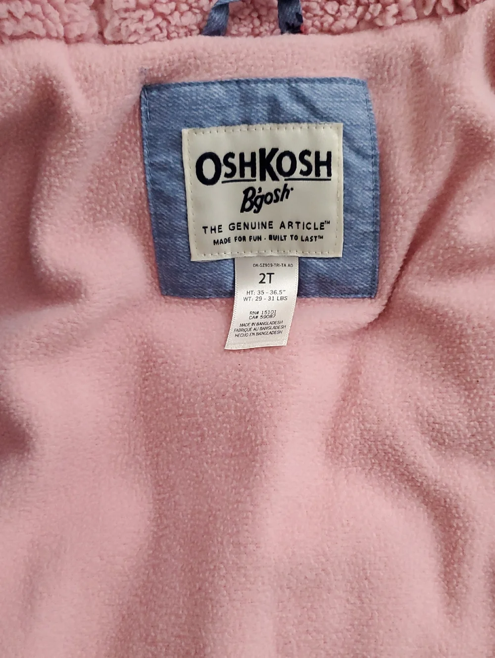 Oshkosh B'gosh Toddler Girls Blue Floral Hooded Winter Jacket Coat Sz2T